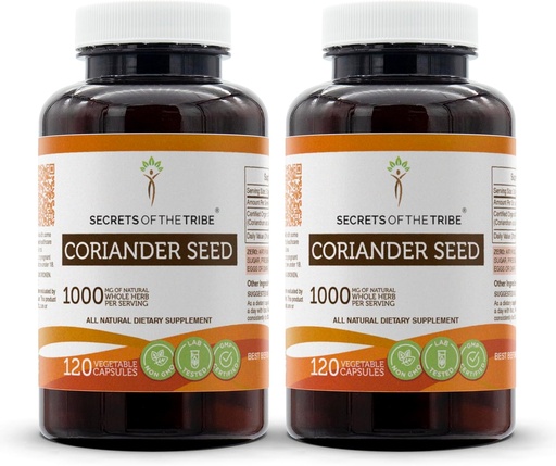 [BRSRMZQCBMIA4GTJ] Secrets of the Tribe Coriander Seed 2x120 Capsules, Made with Vegetable Capsules and Coriander Seed (2x120 Count)