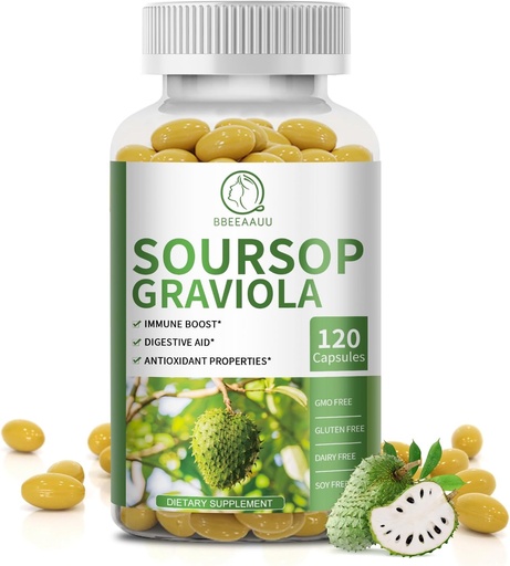 [BRSRA2Y6OIIQI3TO] Soursop Graviola קפסולות עם Kelp, עבור התחדשות תאים, לשפר את האמינות, תמיכה Digestive, Antioxidant Properties, Gluten Free, non GMO, טבעוני, 120 הרוזן