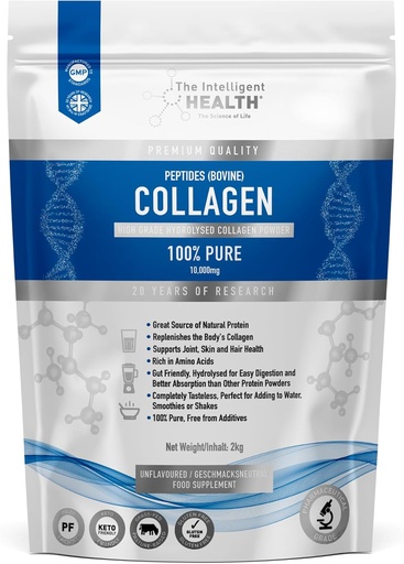 [BRSWYAT3PJ5AAYDL] The Intelligent Health Hydrolyzed Collagen Peptides Powder, Grass Fed, High Protein, Unflavored, Gluten-Free, Paleo & Keto Friendly, 10g per Serving (2kg) Supports Skin, Hair, Nails, Joints, & Bones