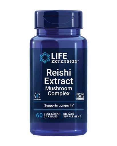 [BRSWI2YMOQPWCCY7] Life Extension Reishi Extract Mushroom Complex - Mushrooms Herbal Supplement for Immune Support – Ganoderma Lucidum Extract - Gluten-Free, Non-GMO, Vegetarian – 60 Capsules
