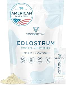 [BRSROHD2CQAQME3G] WONDERCOW Colostrum Supplement Powder for Gut Health, Immune Support, Muscle Recovery & Wellness | Natural IgG Pure Whole Bovine Colostrum Superfood, Unflavored, 30 Servings