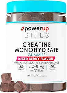 [BRSRAYD3O4FBUDI2] Creatine Monohydrate Gummies for Men & Women, 100% Creatine Mixed Berry Gummies, 5g per Serving + Vegan, Sugar Free + Strength, Energy, Muscle & Booty Gain - 120 Count