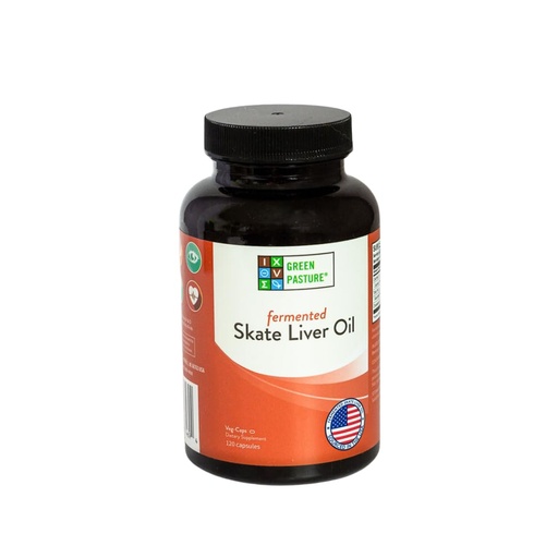 [BRSWIZQZAIMW2HAV] Green Pasture Fermented Skate Liver Oil Capsules - Wild Caught, Omega-3 Supplement, Vitamins A & D, EPA/DHA, Non-Gelatin 120 Count