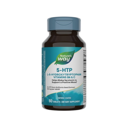[BRSWIYTQAYOW2CQ3] Nature's Way 5-HTP, L-5-Hydroxytryptophan, Helps Make Serotonin to Promote a Positive Outlook*, Vitamin B6, Vitamin C, Griffonia Bean Extract, 60 Tablets (Packaging May Vary)