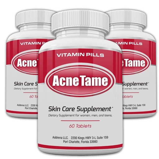 [BRSW2HYKOUBBUCQ6] Acnetame Acne Pills- Acne Tame 3 Pack Supplement- Clear Skin Vitamins Pill for Oily Skin Treatment, Hormonal Blemishes, Spots & Cystic Acnes Supplements for Women, Men, Teens & Adults- 180 Tablets