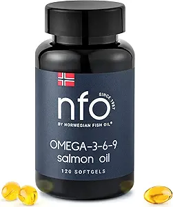 [BRSROA3QAUOWYALV] NFO Omega 3 6 9 Salmon Oil [120 Mini Softgels] Premium Norwegian Omega 369 Fish Oil Capsules, High-Potency EPA, DHA & DPA in Natural Triglyceride Form, Fishoil Complex with Amino Acids