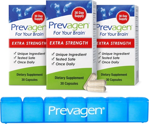 [BRSWIHI7OEBRYE3E] Prevagen Extra Strength - 90 Capsules (3 Month Supply) | Formulated for Your Brain | 20mg of Apoaequorin Plus Vitamin D3 with 7-Day Pill Minder