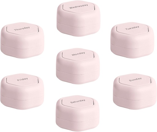 [BRSROGL4O4HRU3DZ] Cadence Travel Containers - Pill Case Set - Magnetic Travel Capsules,Daily Medicine Organizer for Pills, Supplements, & Vitamins - 7 Flex Smalls (0.56oz) for Weekly Pill Organizer - Petal