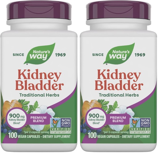 [BRSRAY35DINQOHLP] Nature's Way Kidney Bladder Premium Blend, Traditional Herbs Supplement, 900 mg per 2-Capsule Serving, Non-GMO Project Verified, Vegan, 100 Capsules (Packaging May Vary), (Pack of 2)