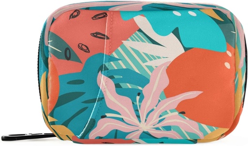 [BRSRMZALB56WMEQV] Naanle Cartoon Hawaii Floral Pill Box 7 Day Pill Case Bag Travel Pill Organizer Bag with Zipper Portable Weekly Case Compact Size for Vitamin Supplement Holder
