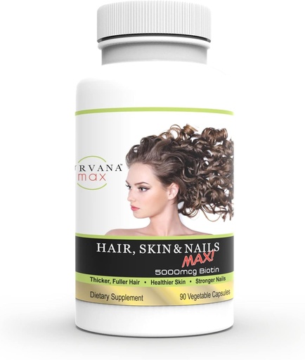 [BRSWKFA6C4BR6ELA] Wellgenix Purvana Max Hair, Skin & Nails Vitamin: Biotin 5000mcg for Enhanced Hair Growth, Hair Loss Prevention for Women & Men, Vegan, Ideal for Post Partum & PCOS, 90 Count, Pack of 1