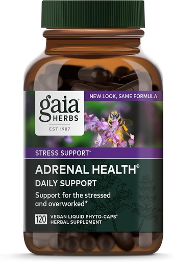 [BRSWIYL7C4ARSFI7] Gaia urter Adrenal Health Daily Support - Urte tillæg med Ashwagandha, Holy Basil & Schisandra - Hjælp med at opretholde sund energi & stress niveauer * - 120 Vegansk flydende Phyto- kapsler (120-dages forsyning)