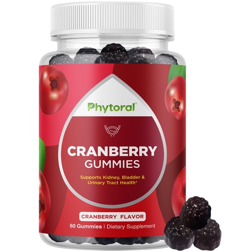 [BRSWYHT5OAHAM2AY] Phytoral Extra Strength Cranberry Gummies for Women - Delicious Potent Cranberry Supplement for Women and Men Bladder Kidney and Urinary Tract Health Support - Gummy Vitamins - 60 Count