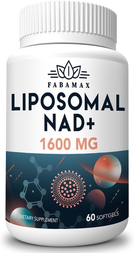 [BRSROZQCCQAWKH3L] 1600 mg Supplément NAD liposomique, 98 % Supplément NAD+ pur, Absorption supérieure, Alternative au riboside de nicotinamide ou NADH pour stimuler NAD+ pour la défense du vieillissement, l'énergie, la longévité,60 Softgels