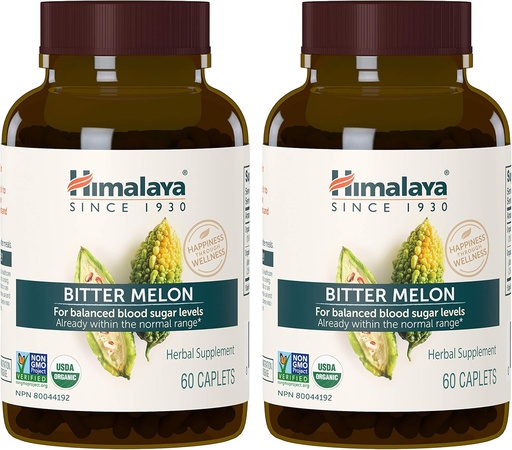 [BRSWIYYPOMNWI3LE] Himalaya Organic Bitter Melon - Herbal Glucose Metabolism Support - USDA Organic, Non-GMO, Vegan, Gluten Free, Additive Free, 660 mg, 60 cápsulas (Pack of 2)