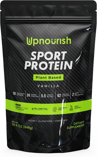 [BRSRA2Y7BN5AIFD5] Vegan Sport Protein Powder Vanilla – 30g Plant Based Protein, VELOSITOL, BCAAs, Organic Greens & Fruits, Probiotics, Tart Cherry for Post Workout Recovery, Inform Sports Certified Keto - 20 servings
