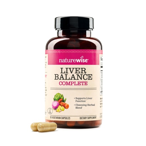 [BRSWGA36PJ5GCDLK] NatureWise Liver Balance Detox Supplement - Triple Repair Formula with Milk Thistle, Dandelion, Turmeric, Artichoke, Reishi Mushroom & Kudzu, Vegan - 60 Capsules[30-Day Supply]