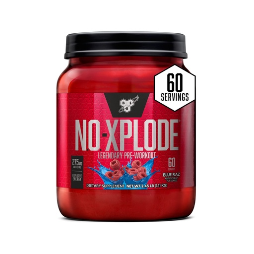 [BRSWIGITBUDA4G3O] BSN N.O.-XPLODE Pre Workout Powder, Energy Supplement for Men and Women with Creatine and Beta-Alanine, Blue Raz, 60 Servings, 2.45 Pound (Packaging May Vary)