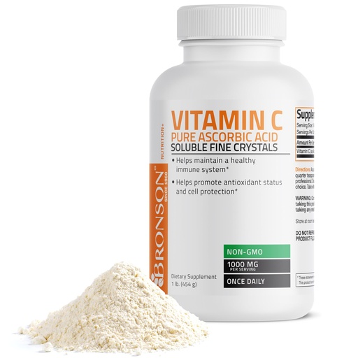 [BRSWIYT7DEDREDL2] Bronson Vitamin C Powder Pure Ascorbic Acid Soluble Fine Non GMO Crystals – Promotes Healthy Immune System and Cell Protection – Powerful Antioxidant - 1 Pound (16 Ounces)