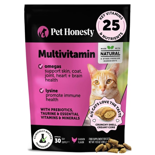 [BRSROYIHBADQ2FLJ] Cat Multivitamin Crunchy & Creamy Chews - Cat Treats for Health + Immune, Joint Support, Skin & Coat, & Digestion - Vitamins with Omega 3s, Lysine & Probiotics (30 Day Supply)
