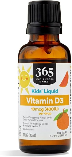 [BRSW2BABBACGKFDU] 365 by Whole Foods Market, Вітамін D-3 Рідина 400Iu Tangerine Flavor, 1 Ounce