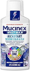 [BRSROZA7BMHRG2YZ] Mucinex Fast-Max Kickstart Severe Cold and Flu Medicine for Adults, Liquid Cold Medicine & Cough Medicine for Adults, Generic Expectorant Guaifenesin & Cough Suppressant Dextromethorphan, 6 Fl Oz