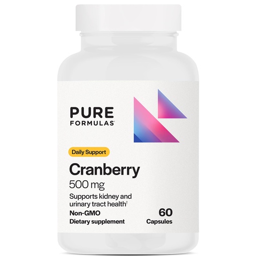 [BRSRAYAZBYMA2EYZ] PureFormulas Cranberry 500 mg - Supports Kidney and Urinary Tract Health - Antioxidant Supplement for Immune Protection and Cellular Health - Cranberry Pills for Women & Men - Non-GMO - 60 Capsules