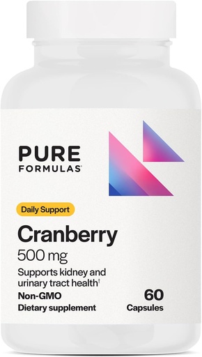 [BRSRAYAZBYMA2EYZ] PureFormulas Cranberry 500 mg - toetab neerude ja kuseteede tervist - antioksüdantide lisand immuunsuse kaitseks ja rakuterviseks - Jõhvikapillid naistele ja meestele - mitte-GMO - 60 kapslit