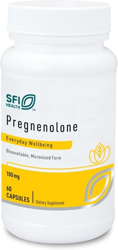 [BRSWIZALOIIG2DT2] Klaire Labs SFI Health Pregnenolone - May Support Memory, Mood & Energy for Adults - 100mg Derived from Wild Yam - Bioavailable " Micronized for Enhanced Absorption - Hypoallergenic (60 Capsules)