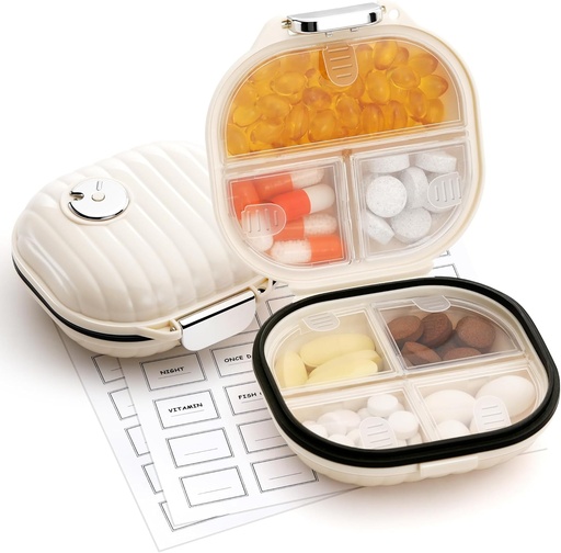 [BRSRO2YLCMMGEHY4] Zannaki Pill Case Portable Small Weekly Travel Pill Organizer, Cute Moisture Proof Pill Box Holder for Pocket Purse Bag, Daily Mini Pocket Pharmacy Medicine Container for Vitamin, Fish Oil, Supplement