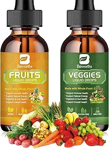 [BRSRO2Q5CN5RACTX] Fruits and Veggies Supplement - Balance of Natural Fruit and Vegetable Vitamins Supplements Liquid Drops, Whole Nature Super-Food Filled with Vitamins and Minerals - Supports Energy Levels