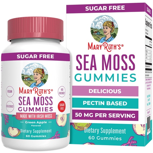 [BRSRMEAZCEFGG2Q3] MaryRuth Organics Gummies Sugar Free Made with Irish Sea Moss for Gut Health and Immune Support Formulated for Adults and Kids Ages 4+ Vegan Non-GMO Gluten Free | 60 Count