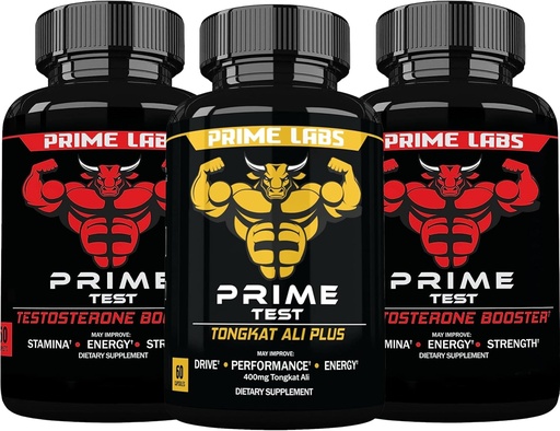 [BRSRAY36DIPQ4ADD] Prime Labs Prime Test Testosterone Booster (60 ct, 2-Pack) + Tongkat Ali Plus (60 ct)