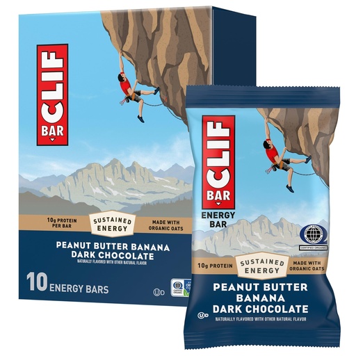 [BRSROCQYOZ5RAGQ7] CLIF BAR - Energy Protein Bars - Peanut Butter Banana with Dark Chocolate - Made with Organic Oats - Energy Bars - Non-GMO - (10 Pack)
