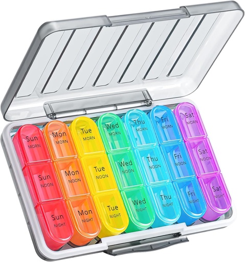 [BRSRMCAZCMCGMFLK] Zoksi Moisture-Proof Pill Organizer 3 Times a Day, Sealed Weekly Pill Box 7 Day, Large Daily Pill Box Organizer, Travel Medicine Organizer, Portable Pill Container with 21 Compartments to Hold Meds