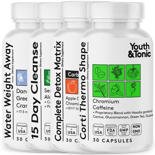 [BRSROZQ7AAFQA2DV] Youth & Tonic CortiThermo Shape Detox Cleanse Kick Off Weight Management - 120 Pills