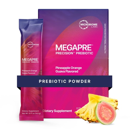 [BRSRMAQ7AEOWGFI2] Microbiome Labs MegaPre Prebiotic Fiber Powder for Women, Men & Kids - Pre-Dosed Prebiotic Fiber Supplement Powder with Clinically Tested Oligosaccharides - Pineapple Orange Guava (30 Drink Packets)