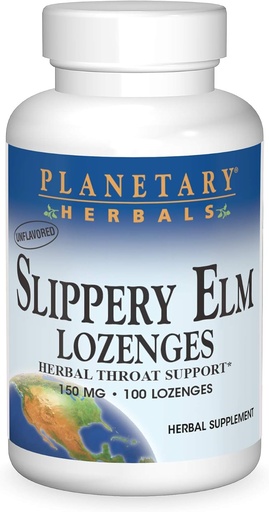 [BRSWIYAFBZYAICTE] Planetary Herbals Slippery Elm Lozenges, Herbal Throat Support, 100 Lozenge