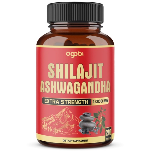 [BRSROGIFAUAR4C37] agobi 210 Capsules - 600mg Shilajit Supplement with 400mg Organic Ashwagandha Root - Shilajit Pure Himalayan Organic for Energy Production, Immune System Brain Health, Focus & Concentration