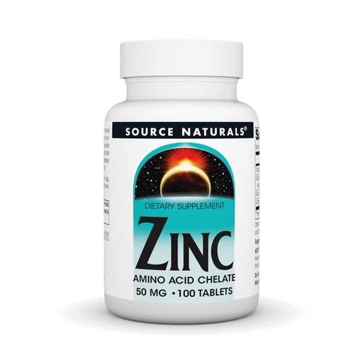[BRSWIY35AQPBC3Y7] Source Naturals Zinc Amino Acid Chelate - 50mg - 100 Tablets