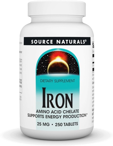 [BRSWIYQPO4PBWEY3] Source Naturals Iron, Amino Acid Chelate - Dietary Supplement That Supports Energy Production - 250 Tablets