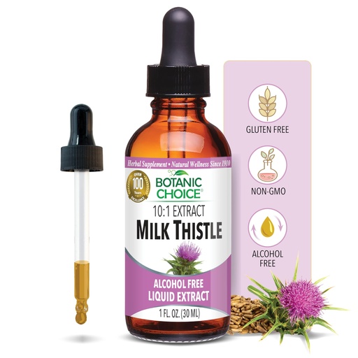 [BRSWIYYMB4IQK2TA] Botanic Choice Milk Thistle Liquid Extract, Alcohol Free, Gluten Free, Fast Acting Traditional Liver Favorite, 1 fl. oz