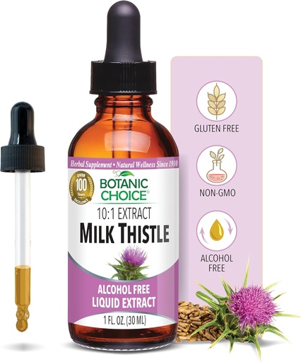 [BRSWIYYMB4IQK2TA] Botanische keuze Melkdistel Liquid Extract, Alcoholvrij, Glutenvrij, Snel handelende traditionele lever favoriet, 1 fl. oz
