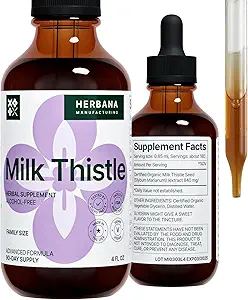 [BRSRMCQECB7WMCA6] Milk Thistle 4 fl oz Liquid Extract - Natural Liver Support Drops - Cleanse and Detox Herbal Supplement - Silybum Marianum Tincture for Man & Woman - Family Size - High Potency - 90-Day Supply