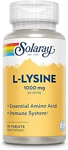 [BRSWIYT3BEBWCHLA] SOLARAY L Lysine - Free-Form Essential Amino Acid - Immune Support Supplement with 1000mg L-Lysine, 1000mg Vitamin C and 25mg Chelated Zinc - Lab Verified, 60-Day Guarantee, 30 Servings, 90 Tablets