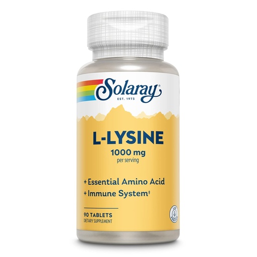 [BRSWIYT3BEBWCHLA] SOLARAY L Lysine - Free-Form Essential Amino Acid - Immune Support Supplement with 1000mg L-Lysine, 1000mg Vitamin C and 25mg Chelated Zinc - Lab Verified, 60-Day Guarantee, 30 Servings, 90 Tablets