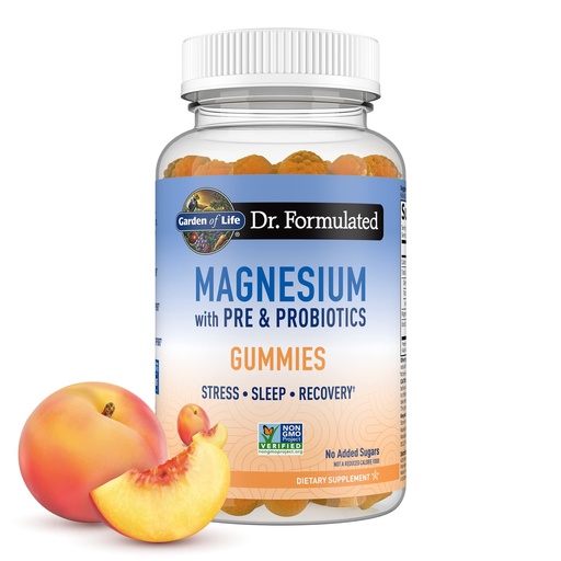 [BRSRMGQEOR5WGYLJ] Garden of Life Magnesium Citrate Supplement Gummies with Prebiotics & Probiotics for Stress, Sleep & Recovery - Vegan, Gluten Free, Kosher, Non-GMO, No Added Sugars, Peach Flavor, 60 Count