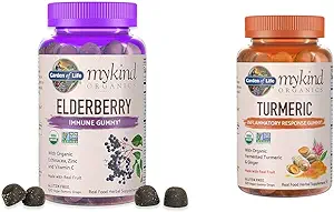 [BRSROAIQCMIWGETD] Garden of Life Organics Elderberry Gummies for Adults & Kids - Immune Support Supplement with Organic Fruit & Organics Turmeric Inflammatory Response Gummy - 120 Real Fruit Gummies for Kids & Adults