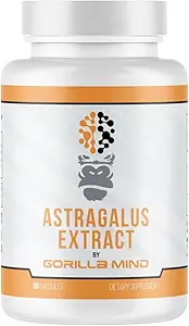 [BRSWYHAQDIJWOFLJ] Gorilla Mind Astragalus 750mg Capsules - Long Term Immune Support and Improved Cardiovascular Health (90 Capsules)