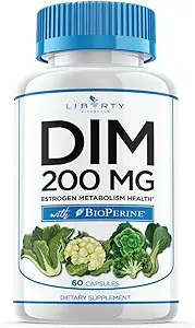 [BRSRAHAOPJYQY3DD] DIM Supplement 200mg - DIM Diindolylmethane Plus BioPerine - Estrogen Balance, Hormone Menopause Relief, Acne Treatment, Vegan - 60 Count